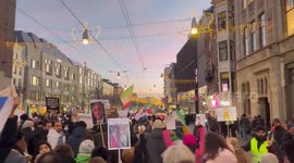 Protesters In Amsterdam Hold Rally For Demonstrators In Iran