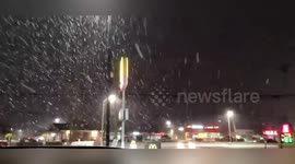 US: Snowstorm Intensifies At Night In Nicholasville Commercial Area