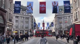 NBA London Game 2026 banners displayed along Oxford Street in London