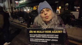 Supporter held a demonstration saying no to 1933 Nazi Germany outside Miznon, London, England.