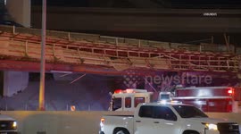 US, Los Angeles: Ontario Semi Crashes Into Freeway Beam And StopsTraffic On 10 Freeway