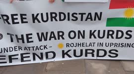 Iranian Kurdish protests against Shah and Iran, urging for freedom for Kurdistan in London, England