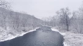 Bridge in Pownal Vermont with the snow storm at 4pm