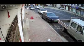 Stylish electric car hit by passing vehicles in Henan, China