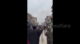 Syria, Ar Raqqah: Massive crowds are gathering across Raqqa, raising the Syrian flag and declaring the city liberated