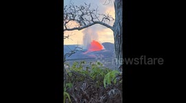 Fountain of lava shoots on of Hawaii's erupting Kilauea volcano