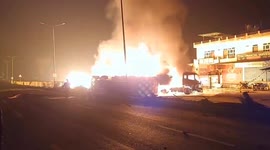 A chemical-laden tanker and a trailer collided in the Pavta Village in Jaipur, Rajasthan, India