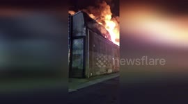 Italy, Motta di Livenza: Massive Fire Engulfs Paper Warehouse In Motta Di Livenza