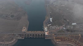 Aerial View of Euphrates Dam in Tabqa After Syrian Army Seizes Control