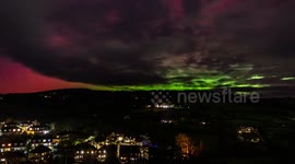 Timelaspe of the major G4 geomagnetic solar storm produces aurora borealis across the UK as far as Devon