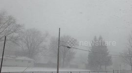 Snow squall sweeps through Toledo, Ohio, USA