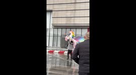 Rainbow pony toy appears to fly in bizarre stunt