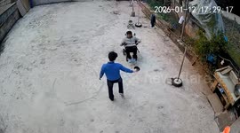 Heroic boy catches wheelchair-bound grandfather falling down ramp