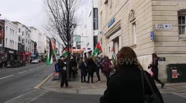 UK, Brighton and Hove: Pro-Palestine Picket Held Outside Barclays Bank in Brighton and Hove