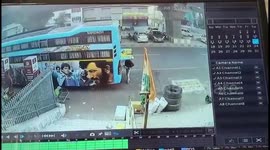 India: Man narrowly escapes as speeding car crashes into parked bus