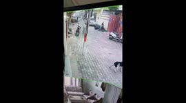 Out-of-control car speeds in reverse and runs over motorcycles on street