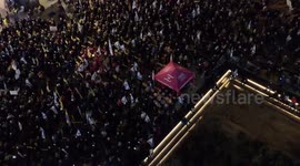 DRONE - Israelis rally in Tel Aviv against Netanyahu and government