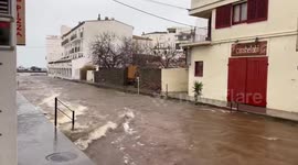 Spain: Flash Flood Turns Cadaques Stream Into Raging Torrent Through Town