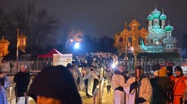 Orthodox Christians attend Epiphany Eve service in Moscow