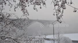 Yenisei River stays liquid during extreme cold at minus 40 degrees
