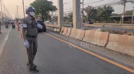 Sinkhole appears on road in Thailand as country's collapsing infrastructure is brought into question