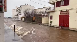 Streets in northern Spain flood as river bursts its banks during Storm Harry