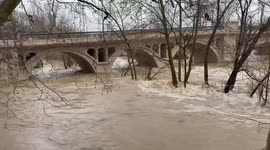 River bursts its banks during Storm Harry in Catalonia