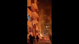 Drone crashes into residential building causing fire in Novaya Adygeya, Russia