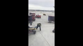 Airport worker turns luggage into “bowling balls” in viral 1M‑view Instagram clip