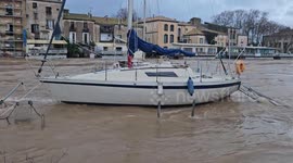 Unmoored Boat Floats Down Herault River