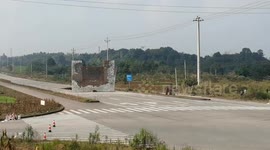 10-wheeler truck crashes into wall during controlled test in Chongqing, China