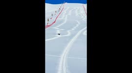 Man “swims” through deep snow on ski slope in Hebei, China