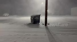Powerful snow squall reduces visibility in Maquoketa, Iowa, USA