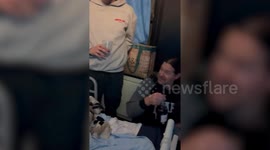 Gran giggles as family 'smuggle' her favourite brandy into hospital for last drink