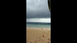 Triple waterspout spotted off the coast of Indonesia