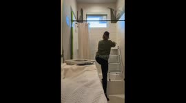 Stepstool Balanced On The Bathtub Slips Off