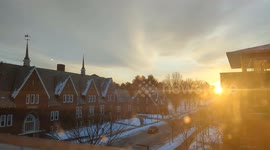 Time lapse over Bates College Campus In Lewiston Maine. Early morning, right after sunrise