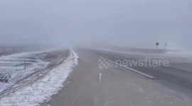 US: High Winds And Blinding Snow Create Dangerous Conditions On Highway D20