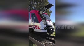Spain: Crane Slams Into Passenger Train In Alumbres, Leaving Carriage Crumpled