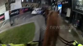UK: Horseback Police Chase Suspect On The Streets Of Blackburn