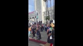 Protesters rally against ICE during “Free America Walkout” in Los Angeles, California, USA