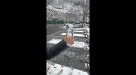 Chinese woman showed bottled mineral water freezing within seconds