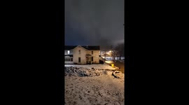 Rare thundersnow lights up snowy sky in Salem, Ohio, USA