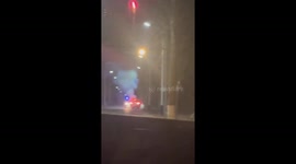 Driver narrowly avoids blowing up his own car with roadside fireworks