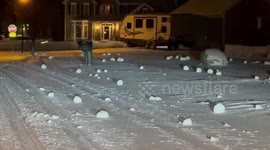 US: Winter Storm Creates Rare Snow Rollers in New York Suburb