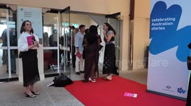 Suzan Mutesi attends the Flickerfest Gala Red Carpet Opening Night, Sydney, Australia