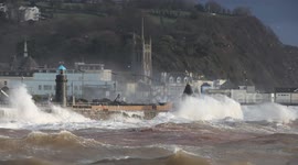 Storm Ingrid batters the coast at Teignmouth, Devon, UK