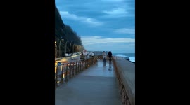 Giant Wave Drenches Adventurous Couple