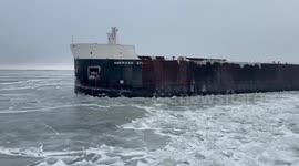 US: Frozen Lake Erie Holds Freighter Hostage Until Cutter Neah Bay Intervenes
