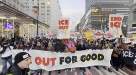 New York: Anti-ICE demonstrators march in solidarity with Minnesota protesters